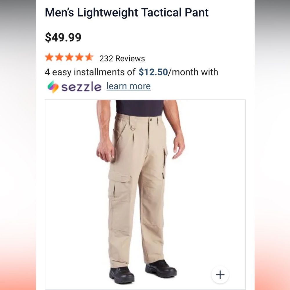 NWT Propper Lightweight Tactical Pants -khaki-